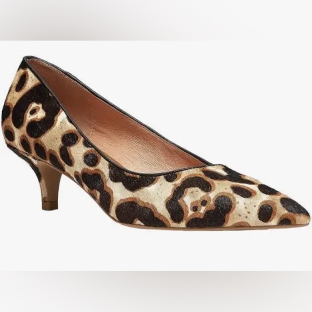joie Fur Dyed Cow Hair Leopard Kitten Heels 6.5
